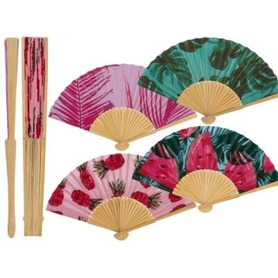 Fan, tropical, 21 cm, made of bamboo,
