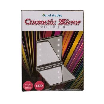 Miroir de maquillage pliable avec 8 LED, 2