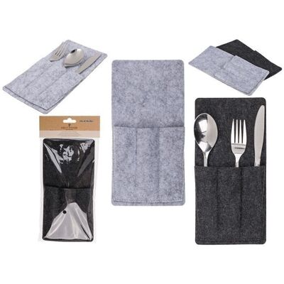 Felt cutlery bag with 3 compartments,