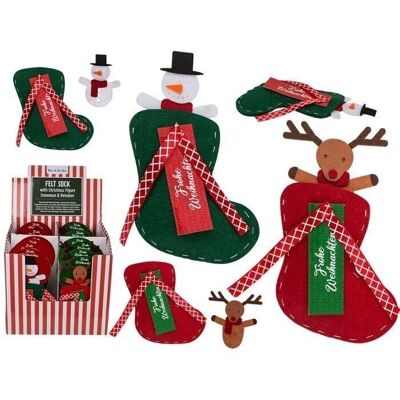 Felt socks with Christmas figure (snowman,