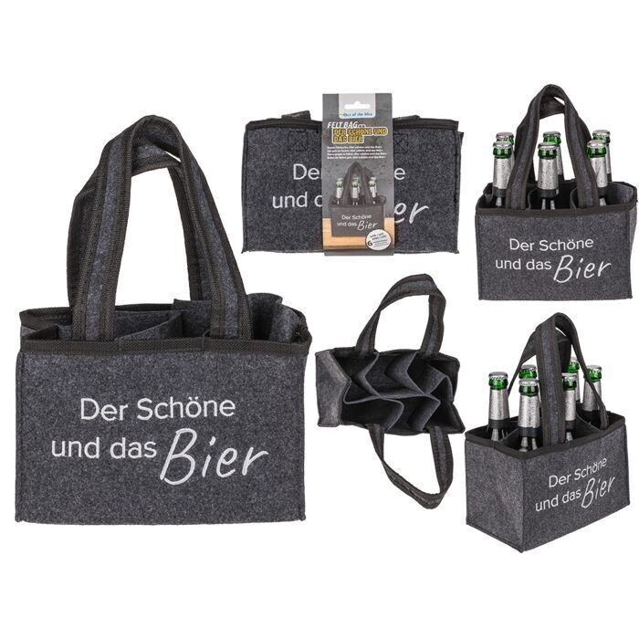 NICKLIN Borsa Portabottiglie in Feltro - Contenitore Riutilizzabile alla Moda per 6 Bottiglie di Vino e Birra - Ideale per Feste e Picnic