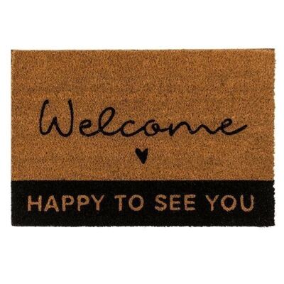 Doormat, welcome-happy to see you, approx. 60 x 40 cm,