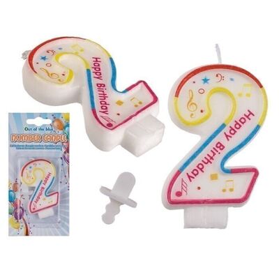 Birthday number candle, 2, approx. 7 x 1 cm,
