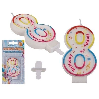Birthday number candle, 8, approx. 7 x 1 cm,
