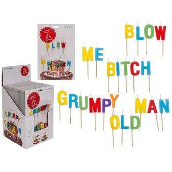Bougie d'anniversaire, "Blow me Bitch"/"Grumpy old man" 1