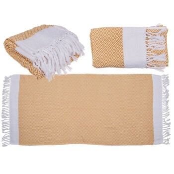 Fouta de hammam premium jaune/blanc2 1