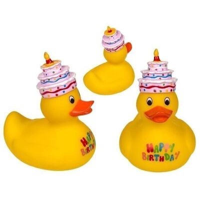 Yellow Rubber Ducky Happy Birthday Approx 10cm