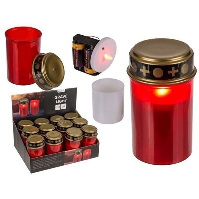 Luce tombale con LED, 12,5 x 7 cm, rosso,