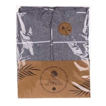 Peignoir fouta hammam gris/blanc, 2