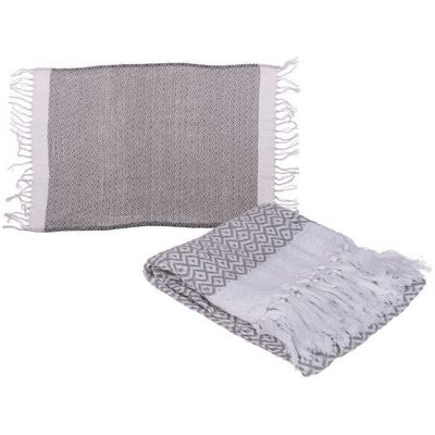 Grey/white premium fouta hammam towel