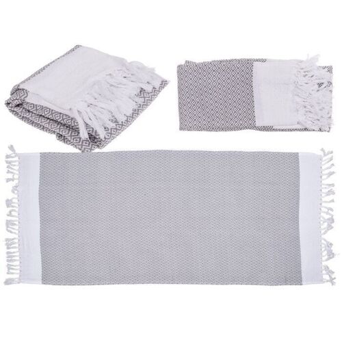 Grau/weißes Premium Fouta-Hamamtuch2