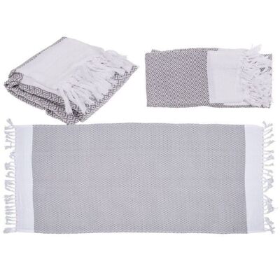 Asciugamano fouta hammam premium grigio/bianco2