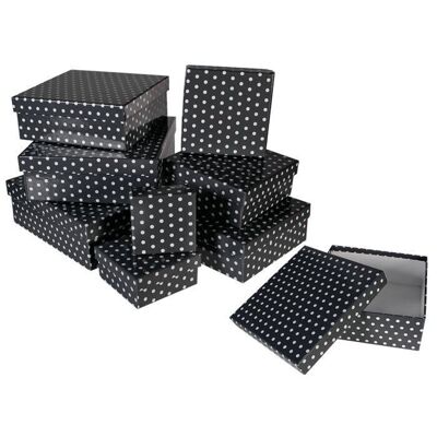Gray gift box with white dots,