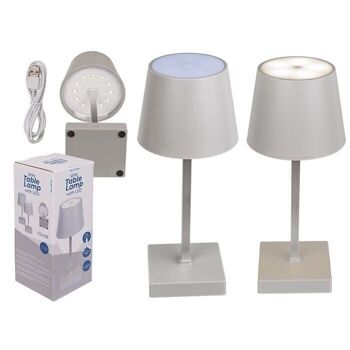 Lampe de table grise avec LED, 1