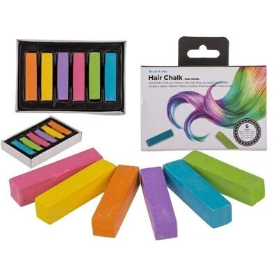 Craie pour cheveux, environ 4 cm, 6 couleurs assorties