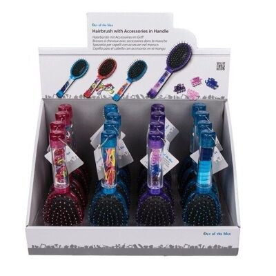 Hairbrush with accessories in the handle, approx. 20 cm,