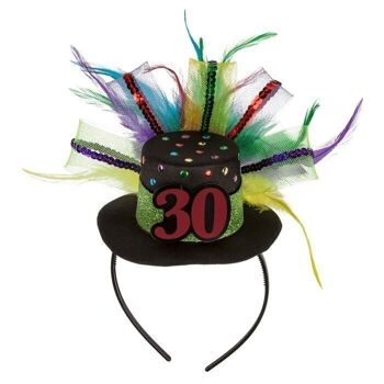 Bandeau avec chapeau d'anniversaire - 30 & plumes, 3