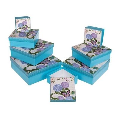 Caja de regalo azul claro con mariposa y