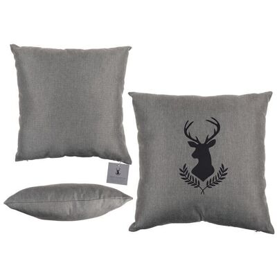 Light gray decorative pillow, deer head,