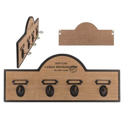 wood/metal key board with 4 hooks,