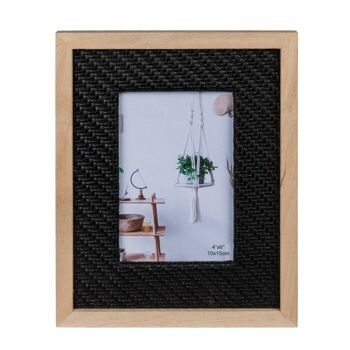 Cadre photo en bois, aspect rotin noir, 10 x 15 cm 2