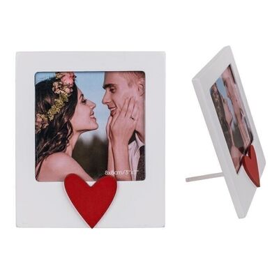 Wooden picture frame, heart, 8 x 8 cm