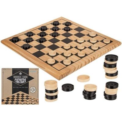 Wooden board game, checkers, approx. 28.5 x 28.5 cm,