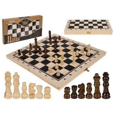jeu de société en bois, échecs, environ 34 x 34 cm,