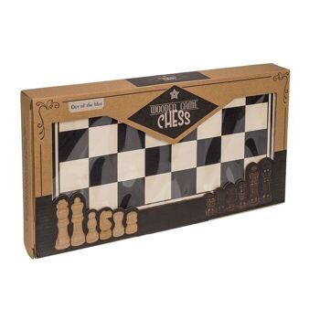 jeu de société en bois, échecs, environ 34 x 34 cm, 3