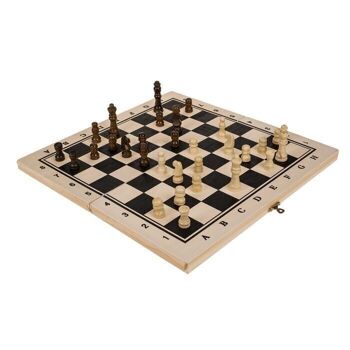 jeu de société en bois, échecs, environ 34 x 34 cm, 5