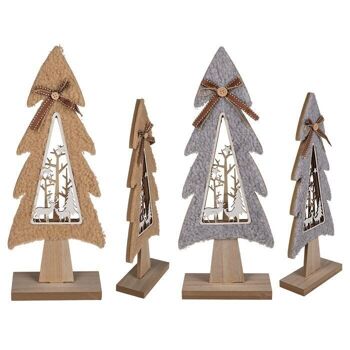 Décoration en bois, sapin, 40 cm environ, 2 assorties 1