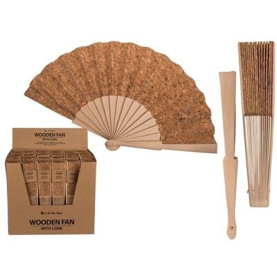 wooden fans with cork, approx. 23 cm,