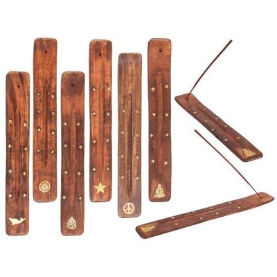 Wooden incense stick holder, approx. 25.5 x 4 cm,