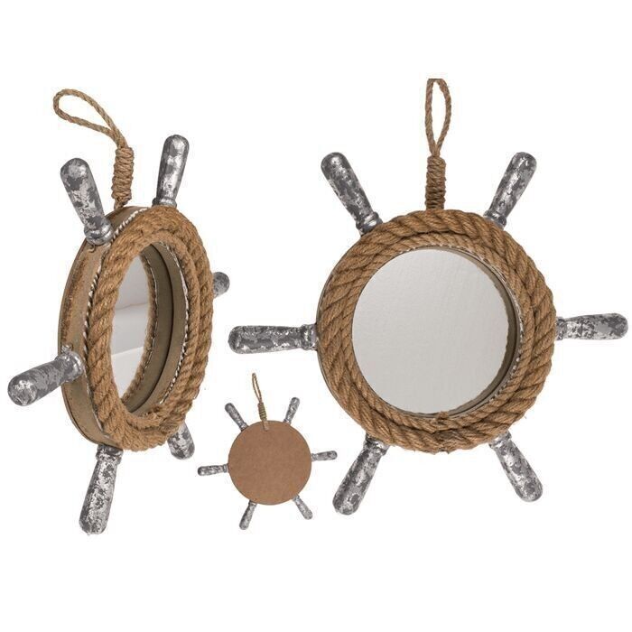 timone in legno con specchio,