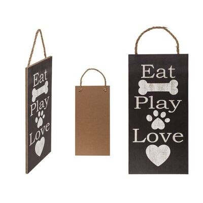 Wooden Sign, Eat, Play, Love,