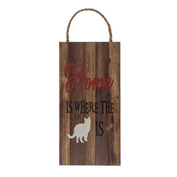 Panneau en bois, Home is where the cat is, 3