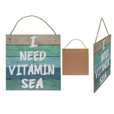 cartel de madera, necesito vitamina mar,
