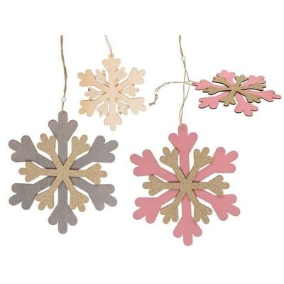 fiocco di neve in legno con glitter,