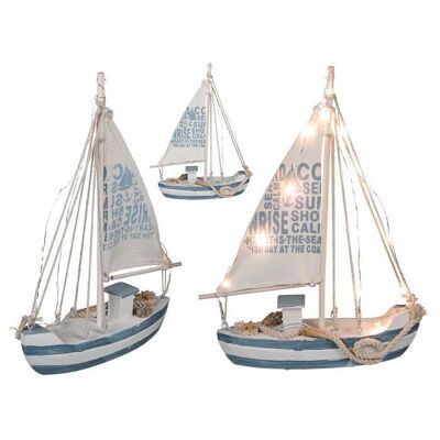 wooden sailing ship with 13 warm white LEDs,