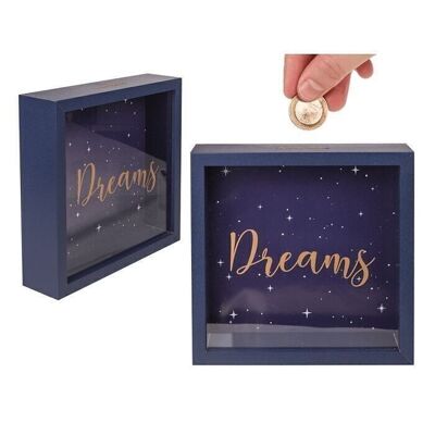 Wooden money box, Dreams, in a frame,