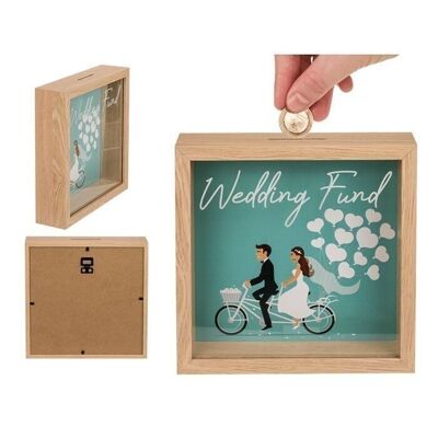Wooden money box, wedding fund, in the frame