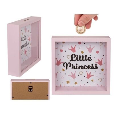 Wooden money box, Princess, with frame,