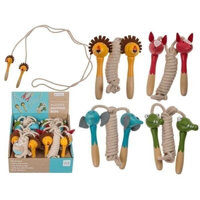 wooden skipping rope, animals, approx. 235 cm,