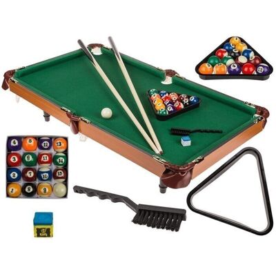 Wooden table billiards game with 2 cues, 16 balls, 2