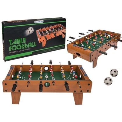 wooden table football game with feet, kicker,