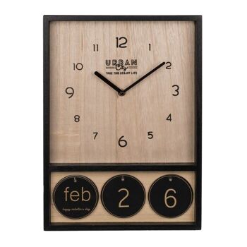 Horloge en bois avec calendrier, environ 39,5 x 28 cm 2