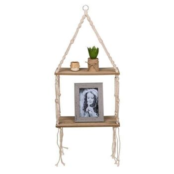 étagère murale en bois avec macramé, 4