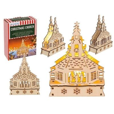 wooden silhouette, baroque church, with LED,