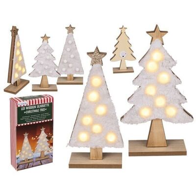 silueta de madera, árbol de Navidad, con LED,