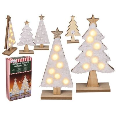 silhouette en bois, sapin de Noël, avec LED,